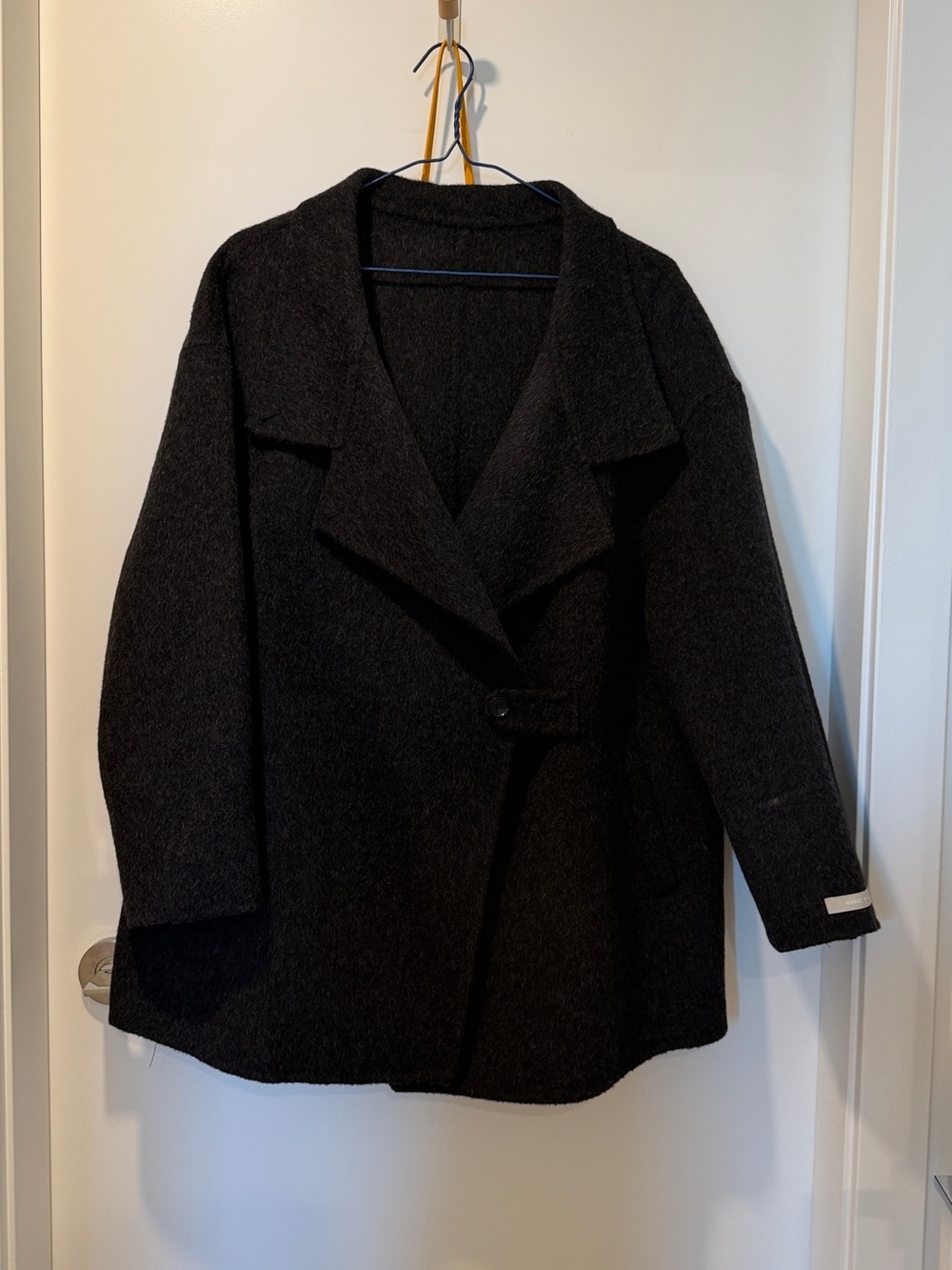 Handmade Wool Womens Dark Charcoal Wool-Blend Boxy Coat